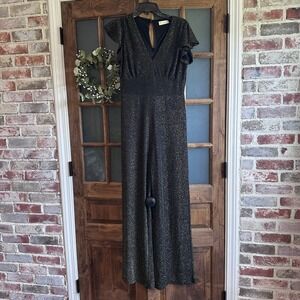 Altar'd State Womens Black Gold Shimmer Jumpsuit One Piece Size Medium READ‎